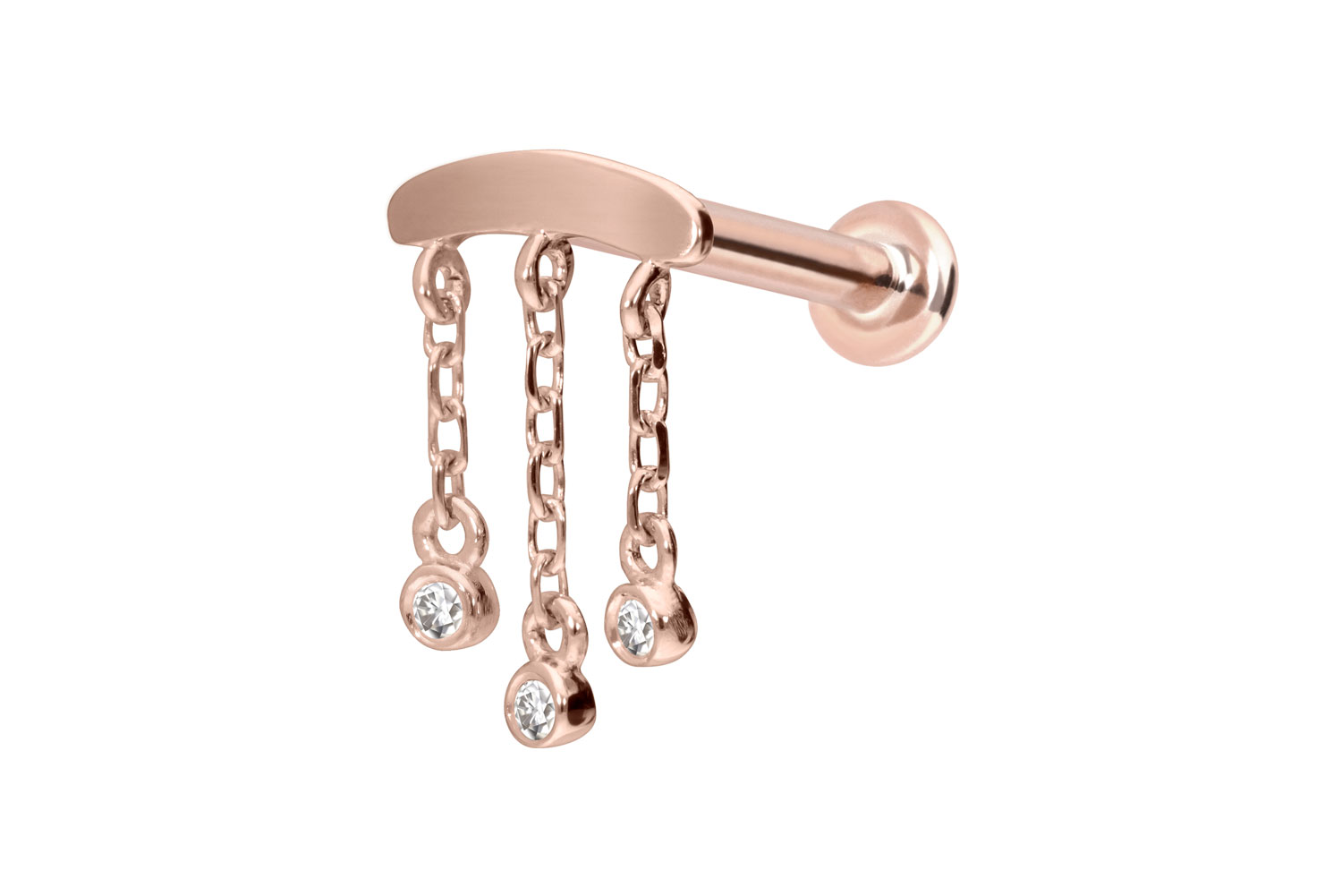 14 Karat Gold Labret Piercing mit Push Fit MOISSANIT-WINDSPIEL